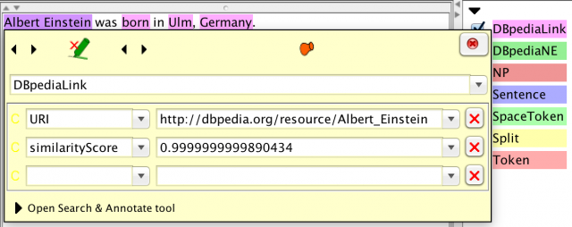 DBpediaTagger example annotation