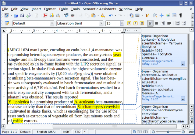 OrganismTagger in OpenOffice
