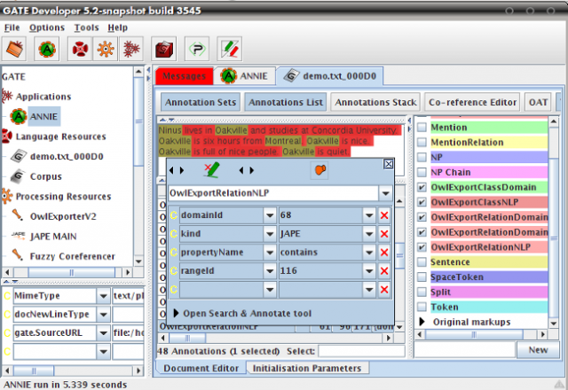 Screenshot of the OwlExporter's Mapping Annotations