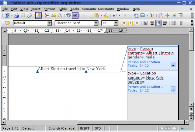 OpenOffice.org Writer with Semantic Assistants